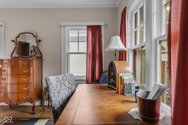 613 5th St, Columbus, IN 47201 - home office with healthy amount of natural light, ornamental molding, and wood finished floors