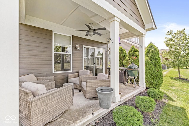 10868 Matherly Way, Noblesville, IN 46060 - view of patio / terrace with a ceiling fan and an outdoor living space