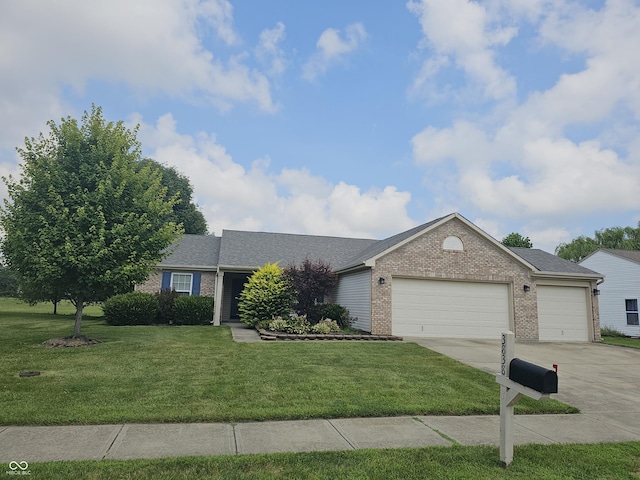 3838 Crest Point Dr, Westfield, IN 46062 - single story home with brick siding, an attached garage, driveway, a front lawn, and roof with shingles