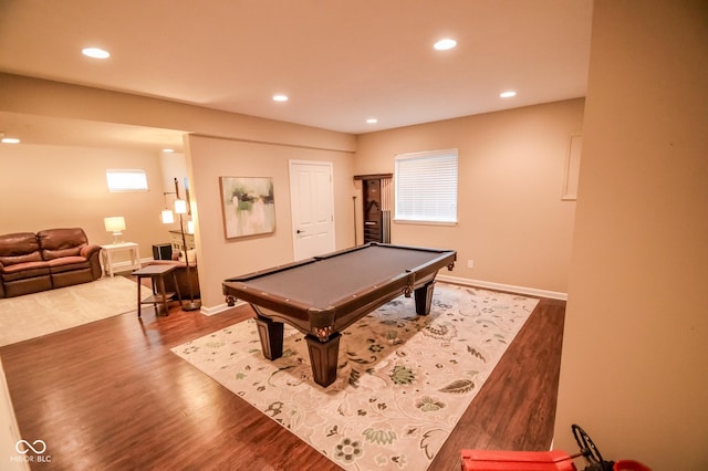 6802 Chorleywood Cir, Indianapolis, IN 46259 - rec room with wood finished floors, billiards table, and recessed lighting