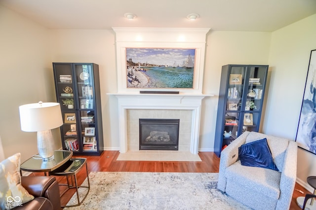 6802 Chorleywood Cir, Indianapolis, IN 46259 - living area featuring wood finished floors and a fireplace