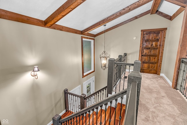 5052 Sherwood Ct, Pittsboro, IN 46167 - hall with an upstairs landing and carpet flooring