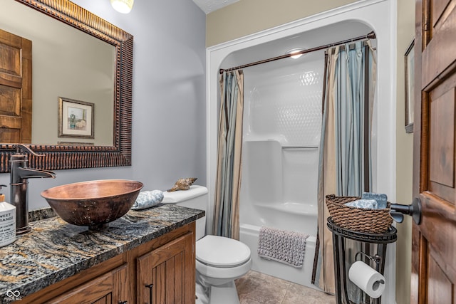 5052 Sherwood Ct, Pittsboro, IN 46167 - bathroom featuring vanity, shower / tub combo, and tile patterned flooring