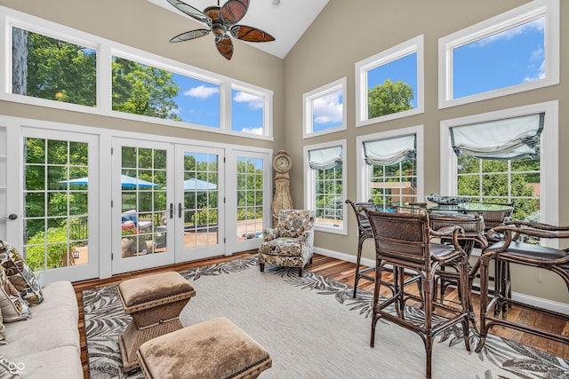 5052 Sherwood Ct, Pittsboro, IN 46167 - sunroom with french doors and lofted ceiling