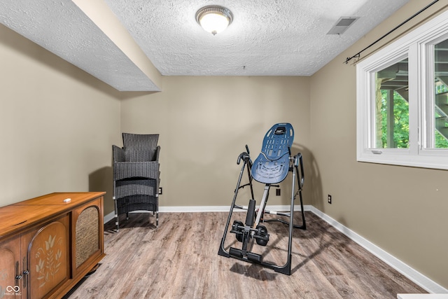 5052 Sherwood Ct, Pittsboro, IN 46167 - workout area with a textured ceiling and wood finished floors