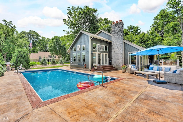 5052 Sherwood Ct, Pittsboro, IN 46167 - view of pool featuring outdoor lounge area, a patio area, and french doors