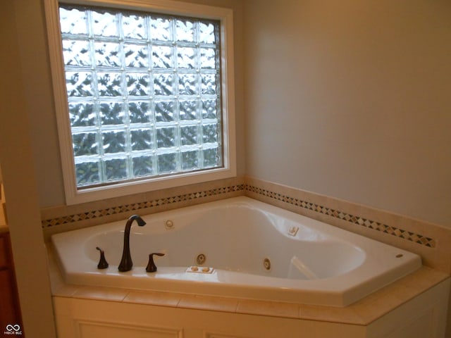7653 W Old Colony Dr, New Palestine, IN 46163 - bathroom featuring plenty of natural light and a jetted tub