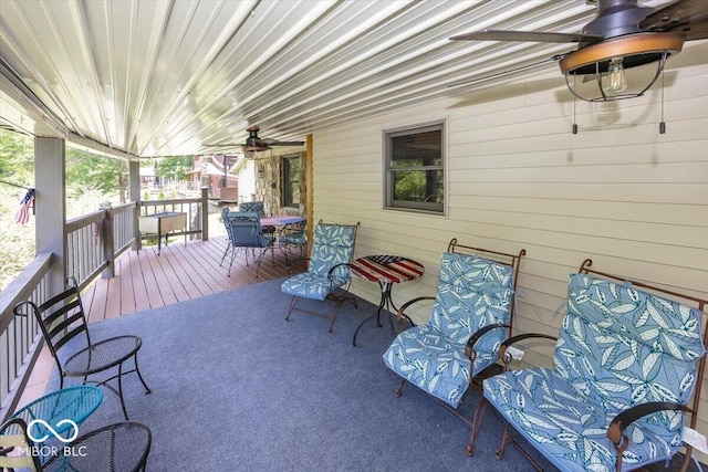8546 N Chickadee Dr, Morgantown, IN 46160 - deck featuring outdoor dining area and a ceiling fan