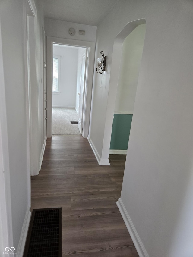 2311 Gilmore St, Columbus, IN 47201 - hall featuring baseboards and dark wood-style floors