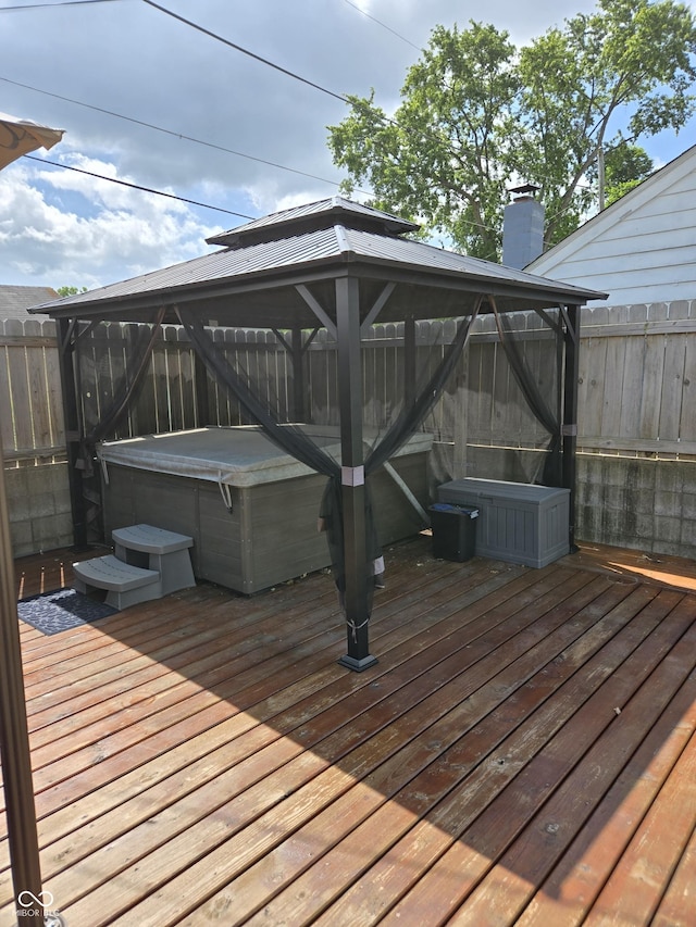 2311 Gilmore St, Columbus, IN 47201 - wooden deck with a gazebo and a hot tub