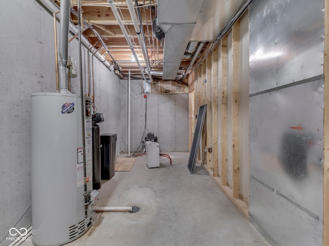 2025 Caledonian Ct, Greenwood, IN 46143 - unfinished basement featuring water heater and a water softener system