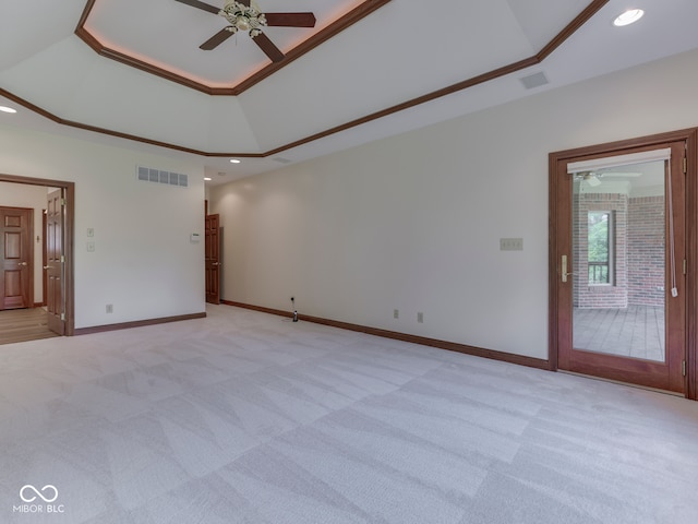 2025 Caledonian Ct, Greenwood, IN 46143 - empty room featuring ceiling fan, light colored carpet, and recessed lighting