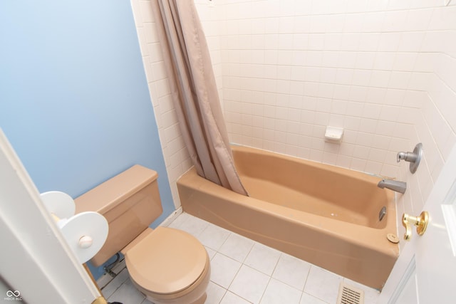 8841 Rocky Ridge Rd, Indianapolis, IN 46217 - bathroom with shower / bath combination with curtain and tile patterned floors