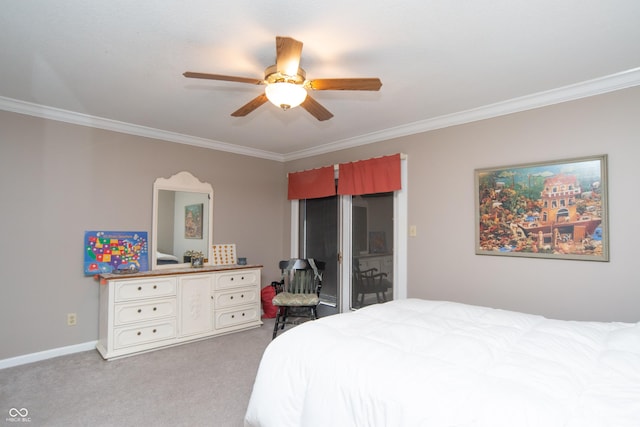 8841 Rocky Ridge Rd, Indianapolis, IN 46217 - carpeted bedroom with ornamental molding and ceiling fan