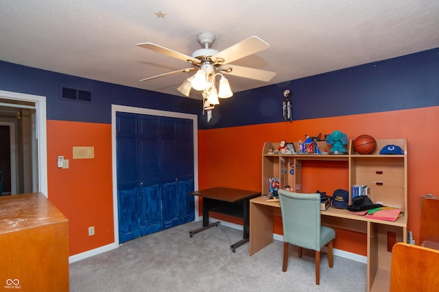 8841 Rocky Ridge Rd, Indianapolis, IN 46217 - office area featuring a ceiling fan and carpet floors