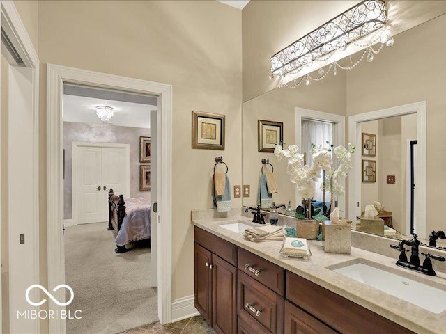 3808 Claybrook Ct, Bargersville, IN 46106 - bathroom featuring double vanity and connected bathroom