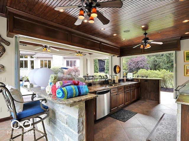 3808 Claybrook Ct, Bargersville, IN 46106 - view of patio with ceiling fan and exterior kitchen