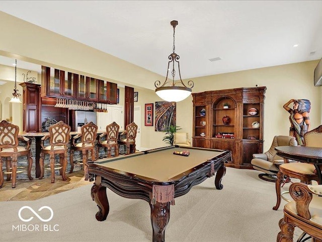 3808 Claybrook Ct, Bargersville, IN 46106 - playroom with pool table and light carpet
