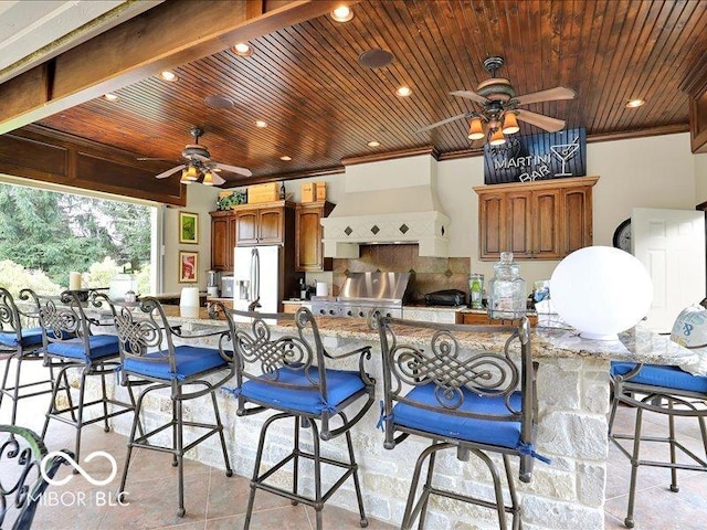 3808 Claybrook Ct, Bargersville, IN 46106 - view of patio / terrace with a ceiling fan and exterior kitchen