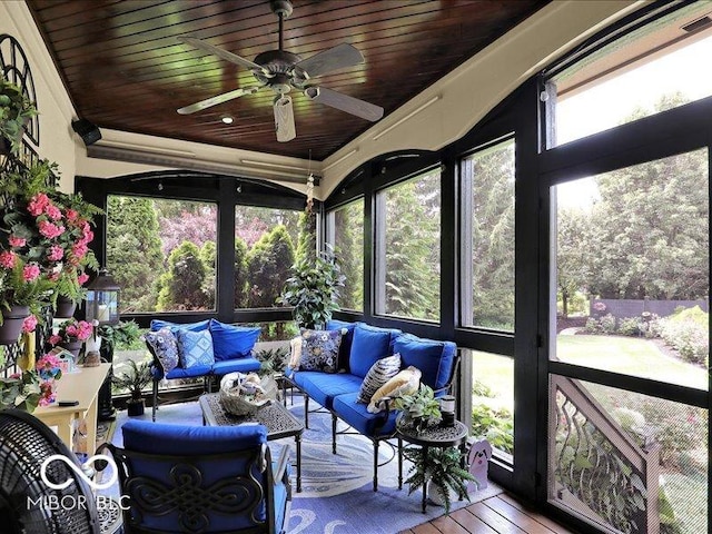 3808 Claybrook Ct, Bargersville, IN 46106 - sunroom / solarium with outdoor lounge area and a ceiling fan