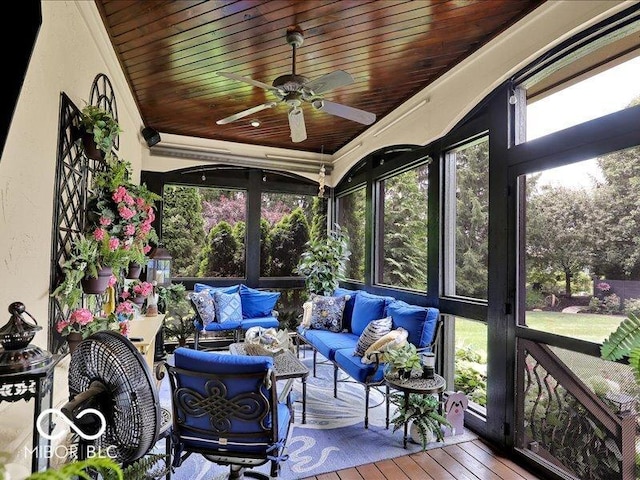 3808 Claybrook Ct, Bargersville, IN 46106 - sunroom / solarium with an outdoor living space and ceiling fan