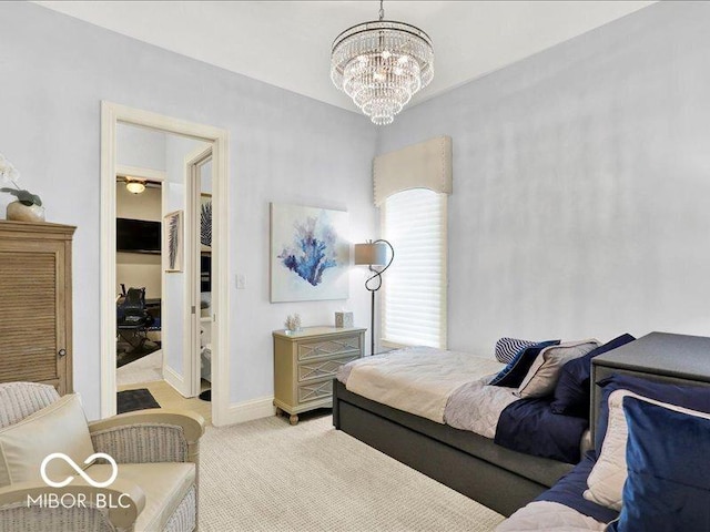 3808 Claybrook Ct, Bargersville, IN 46106 - bedroom with carpet flooring and a chandelier