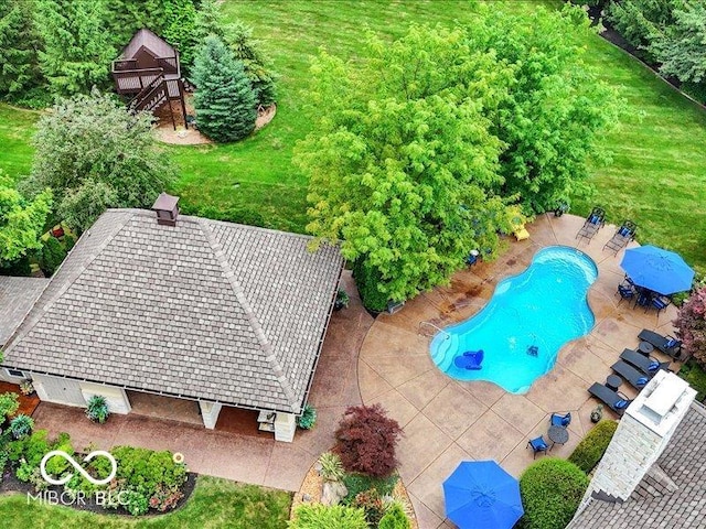 3808 Claybrook Ct, Bargersville, IN 46106 - view from above of property featuring a pool