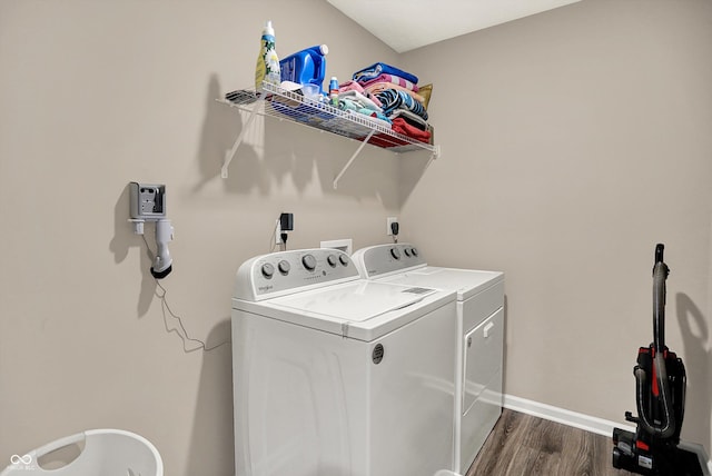 1715 Beyers St, Fortville, IN 46040 - washroom featuring independent washer and dryer and dark wood finished floors