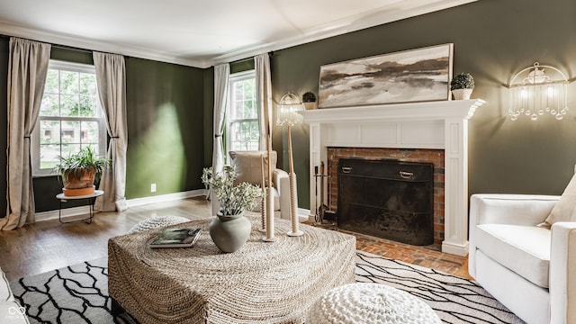 5809 N Washington Blvd, Indianapolis, IN 46220 - living room with a fireplace and ornamental molding