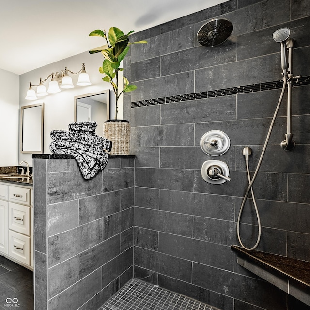 5809 N Washington Blvd, Indianapolis, IN 46220 - bathroom featuring vanity and a tile shower
