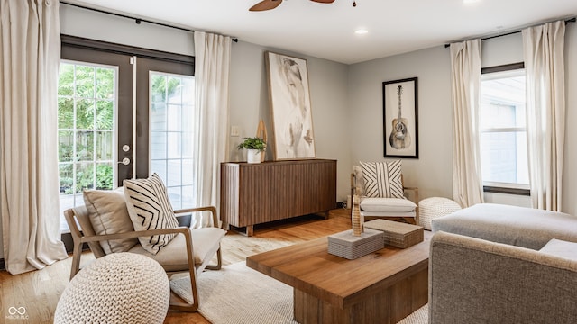 5809 N Washington Blvd, Indianapolis, IN 46220 - sitting room featuring light wood-style flooring, recessed lighting, and ceiling fan