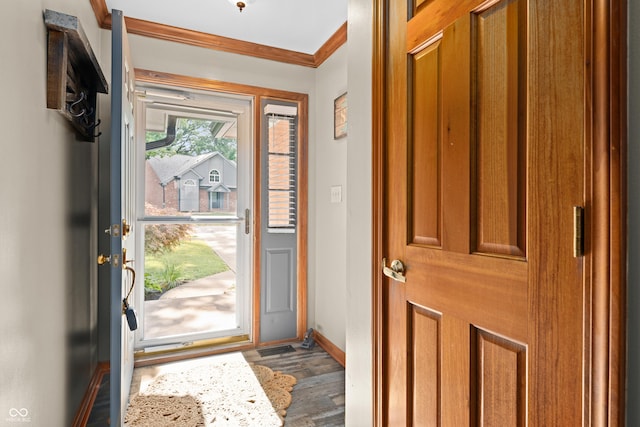 456 Old Hickory Ln, Greenwood, IN 46142 - foyer entrance featuring crown molding and wood finished floors
