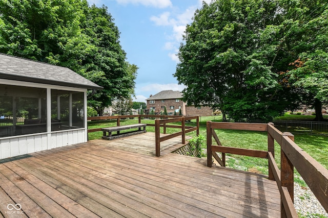 6413 Amber Pass, Plainfield, IN 46168 - deck featuring a fenced backyard and a sunroom