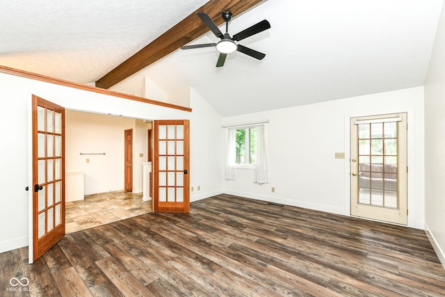 6413 Amber Pass, Plainfield, IN 46168 - empty room featuring french doors, dark wood-style flooring, and ceiling fan