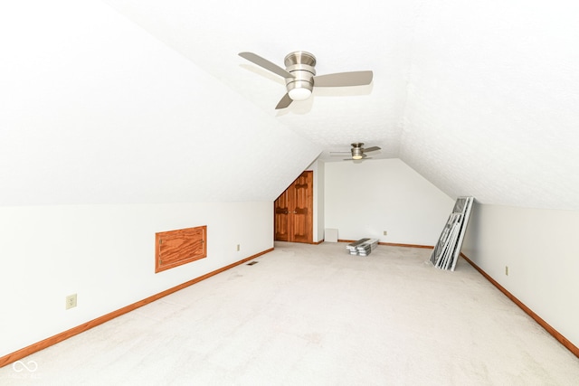 6413 Amber Pass, Plainfield, IN 46168 - bonus room featuring vaulted ceiling, light carpet, and a ceiling fan