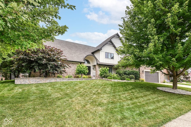 6413 Amber Pass, Plainfield, IN 46168 - craftsman inspired home with a front lawn, brick siding, and a garage