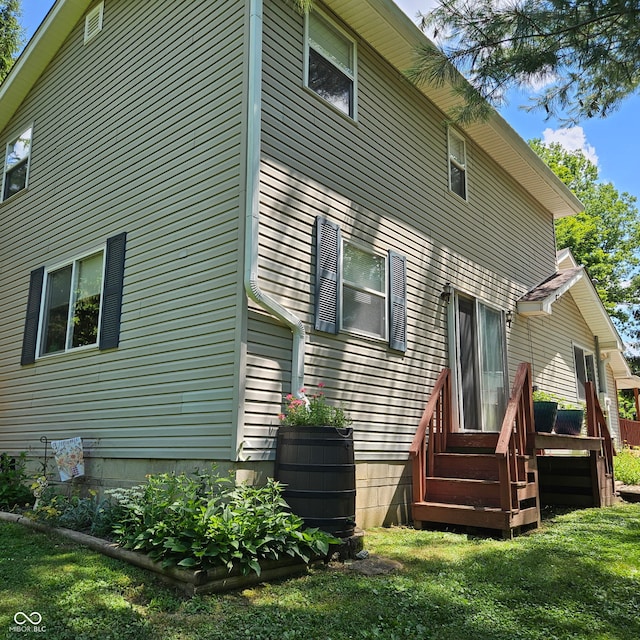 681 Hancock School Rd, Spencer, IN 47460 - rear view of property with a wooden deck and a yard