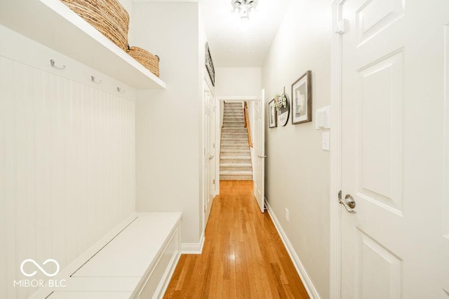 7929 W Bristol Way, New Palestine, IN 46163 - mudroom featuring light wood-type flooring and baseboards