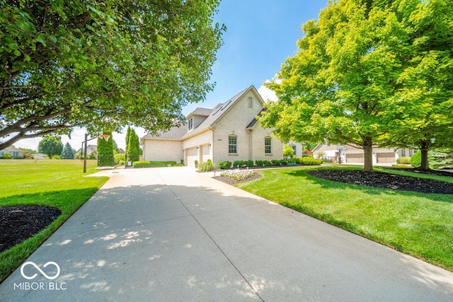 7929 W Bristol Way, New Palestine, IN 46163 - traditional home featuring driveway, a front yard, a garage, and brick siding