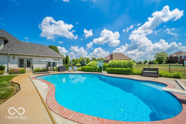 7929 W Bristol Way, New Palestine, IN 46163 - view of pool with a patio area, french doors, and a diving board