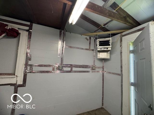 below grade area featuring a heating unit