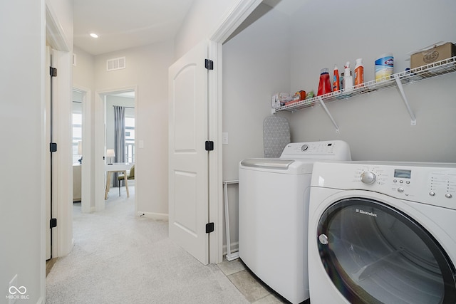 9732 Junction, Fishers, IN 46037 - laundry area featuring independent washer and dryer, light carpet, and recessed lighting