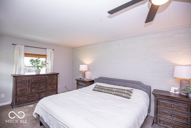 8310 N County Road 700 W, Scipio, IN 47273 - carpeted bedroom featuring brick wall and ceiling fan