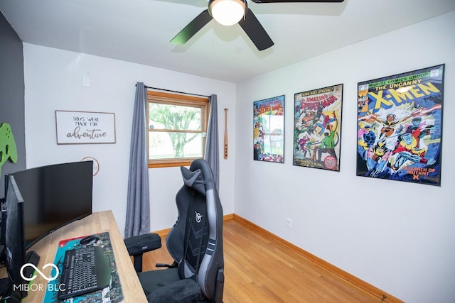 8310 N County Road 700 W, Scipio, IN 47273 - home office featuring wood finished floors and a ceiling fan