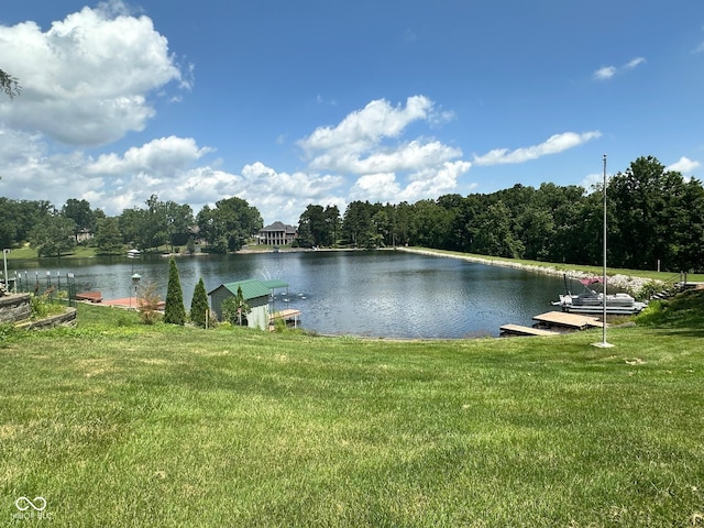 9012 W Evergreen Dr, Columbus, IN 47201 - water view with a boat dock