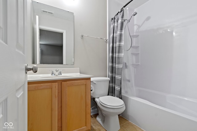 11426 High Grass Dr, Indianapolis, IN 46235 - bathroom with vanity, tile patterned floors, and shower / tub combo with curtain