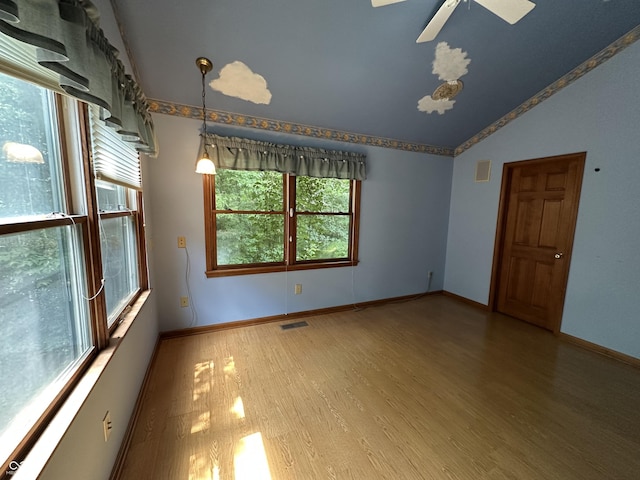 2765 S 1200 E, Zionsville, IN 46077 - empty room featuring lofted ceiling, light wood-style floors, and ceiling fan