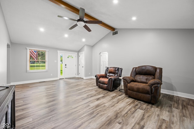 173 W Lakeview Dr, Nineveh, IN 46164 - living area with wood finished floors, a ceiling fan, and recessed lighting