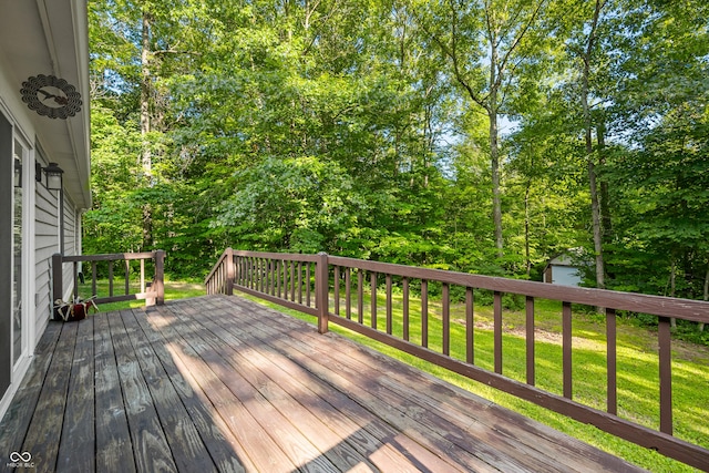 173 W Lakeview Dr, Nineveh, IN 46164 - deck with a lawn and an outbuilding