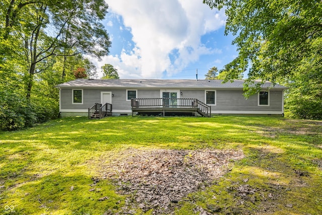 173 W Lakeview Dr, Nineveh, IN 46164 - rear view of house featuring crawl space, a yard, and a wooden deck